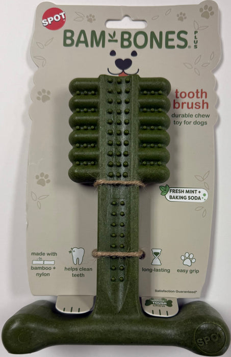 Ethical Pet Bam-Bone Plus Toothbrush Dog Chew Toy, Mint, 7 inches