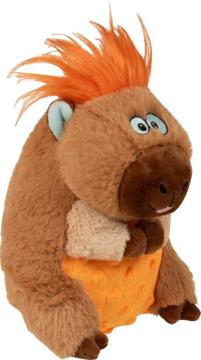 goDog Silent Squeak Capybara Plush Dog Toy, Tan, Small