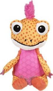 goDog Tough N Texture Newt Squeaky Plush Dog Toy, Orange/Pink, Medium