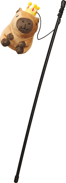 Spot Ethical Products Capybara with Crown Teaser Wand Interactive Cat Toy, 18 in