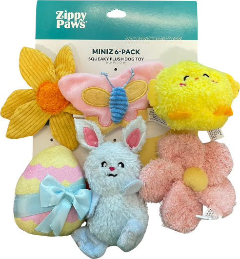 ZippyPaws Miniz Spring Fling Squeaky Dog Toy, Small (6 Pack)