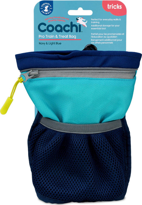 Coachi Pro Train & Treat Bag with Magnetic Closure for Dogs, Blue/Navy, Jumbo