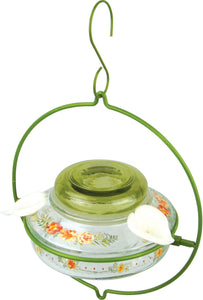 Decorative Glass Top Fill Hummingbird Feeder