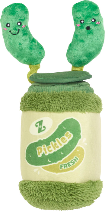 ZippyPaws Bungee Burrow-Pickle Jar Squeaker Plush Dog Toy