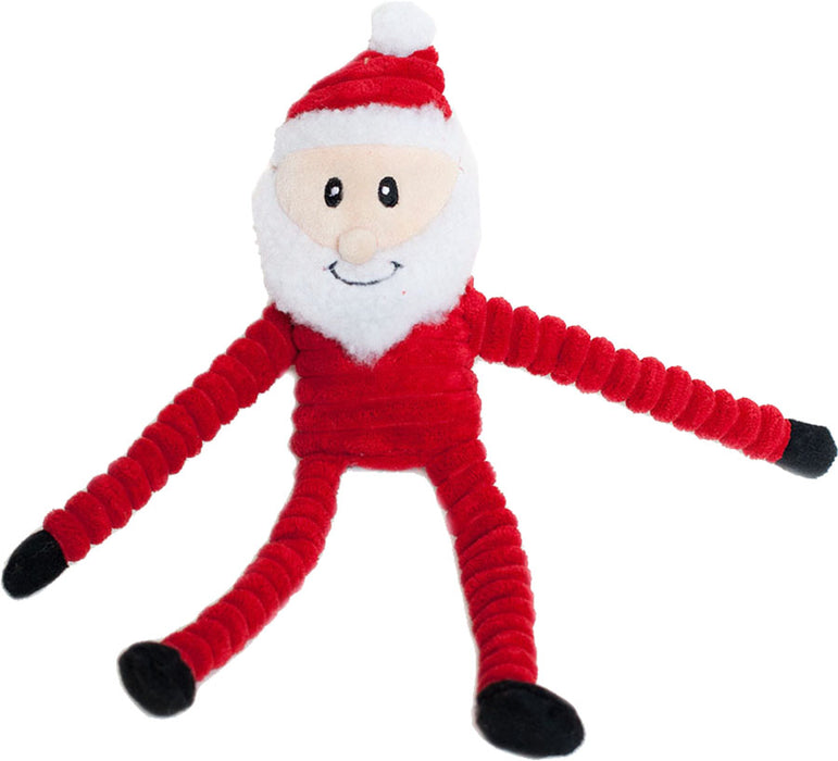 ZippyPaws Holiday Crinkles Santa Dog Toy, Red and White (Small)