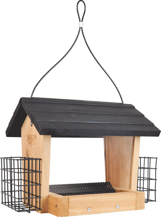 Cedar Hopper Feeder W/Suet Cages