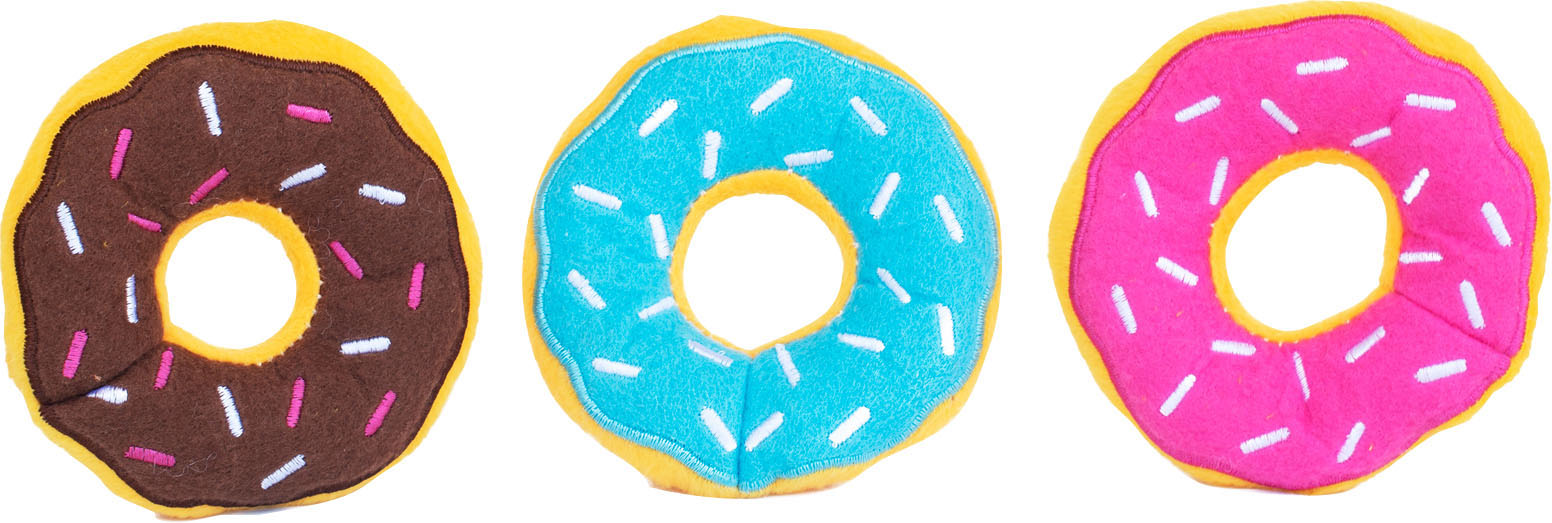 ZippyPaws Miniz Donut Dog Toy Squeaky Dog Toy, Small (3 Pack)