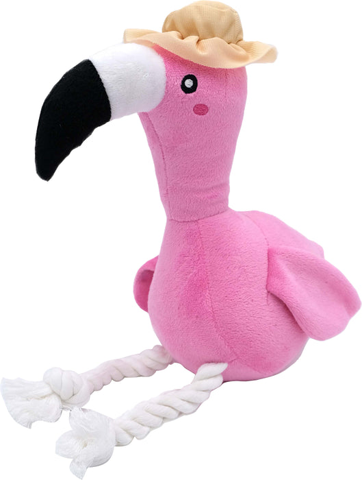 ZippyPaws Playful Pal Freya The Flamingo Squeaky Dog Toy, Pink