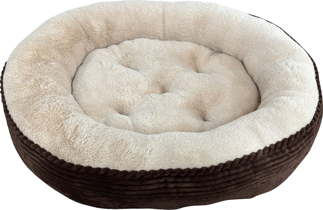 Ethical Pet Sleep Zone Luxe Round Rib Corduroy Pet Bed, Chocolate, 36 inches