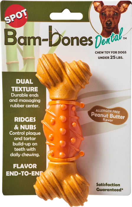 Ethical Pet Bam-Bone Dental Bone Dog Chew Toy, Peanut Butter, 6 inches