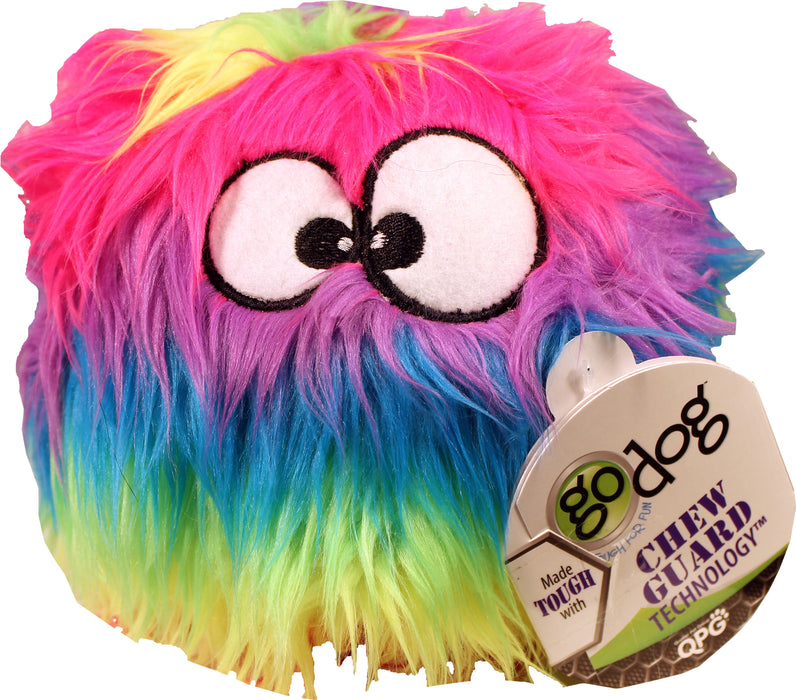 goDog Furballz Squeaky Plush Dog Toy, Rainbow, Large