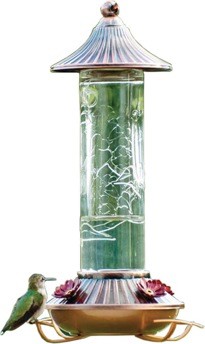Embossed Glass Hummingbird Feeder