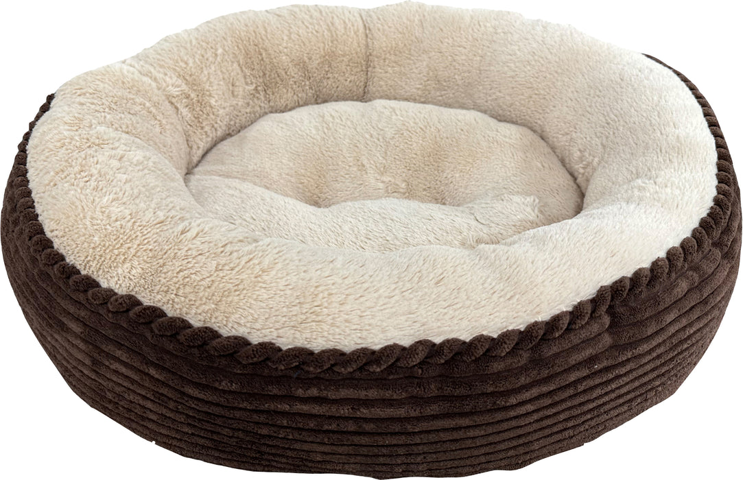 Ethical Pet Sleep Zone Luxe Round Rib Corduroy Pet Bed, Chocolate, 23 inches