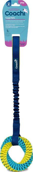 Coachi Tuggi Elastic Helix Super Tough Tug Training Dog Toy, Lime/Navy, Large