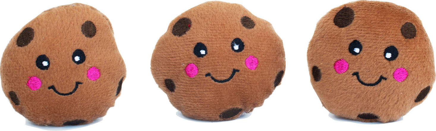 ZippyPaws Miniz Cookies Squeaky Dog Toy, Brown XS (3 Pack)