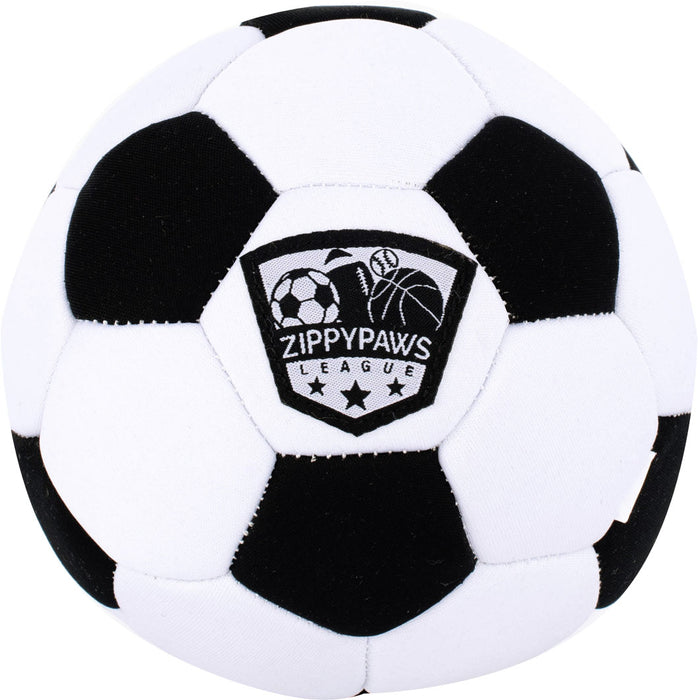 ZippyPaws Sportsballz Soccer Squeaky Dog Toy, Black and White (Large)