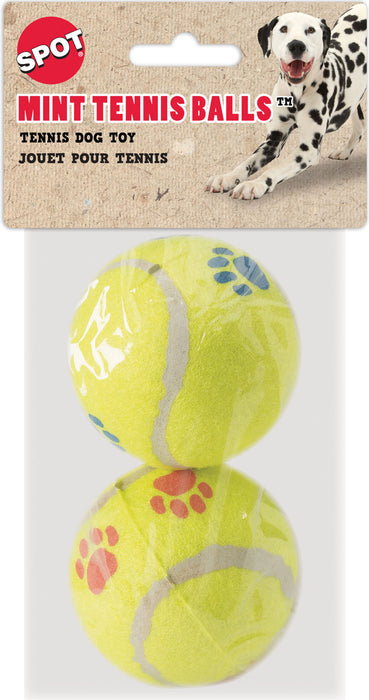 Ethical Pet Mint Flavored Paw Print Tennis Balls, 2.5 inches (2-Pack)