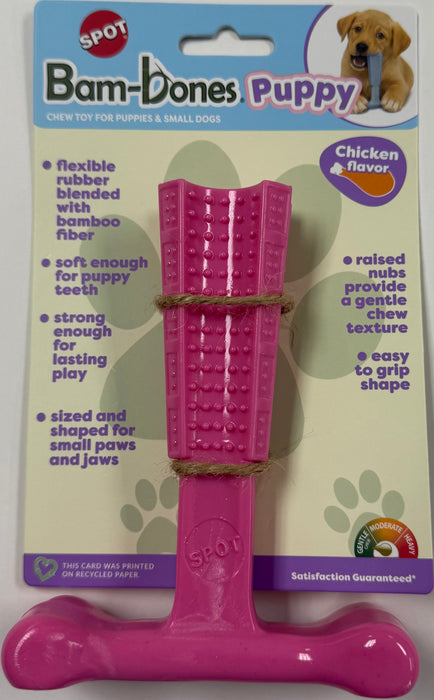 Ethical Pet Bam-Bone Puppy Dog Chew Toy, Pink/Chicken, 6 inches