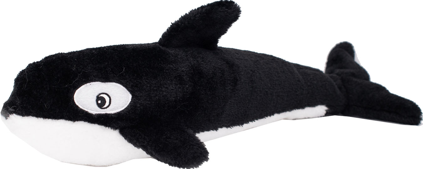 ZippyPaws Jigglerz Killer Whale Squeaky Plush Dog Toy, Black (Large)