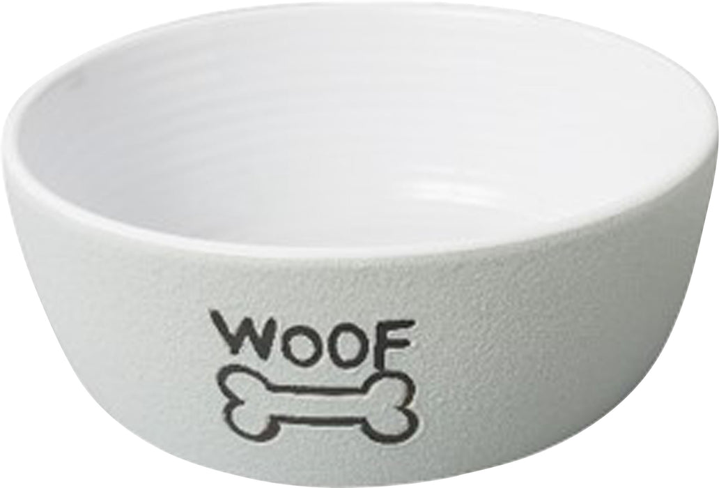 Ethical Pet Nantucket Woof Dog Dish, Gray, 5 inches