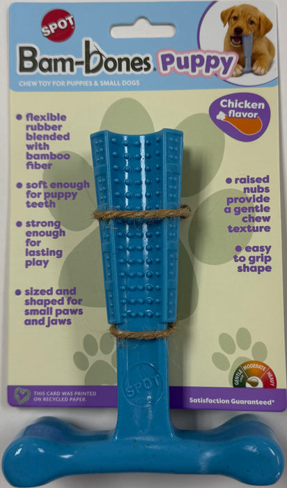 Ethical Pet Bam-Bone Puppy Dog Chew Toy, Blue/Chicken, 6 inches,