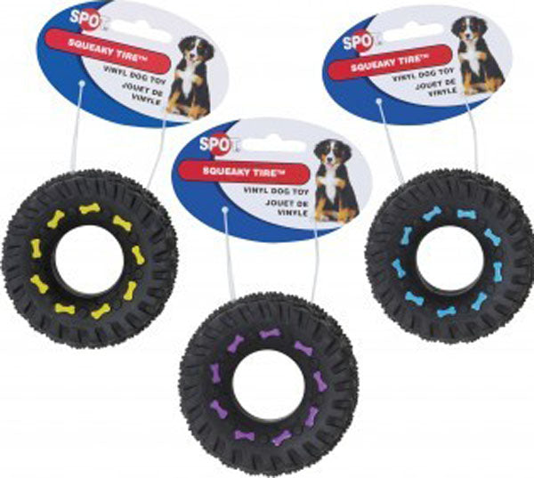 Ethical Pet Vinyl Squeaky Tire Dog Toy, Assorted, 3.5 inches