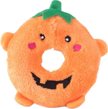 ZippyPaws Halloween Donutz Buddies Pumpkin Squeak Dog Toy, Medium