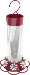Ribbed Rose Glass Hummingbird Feeder