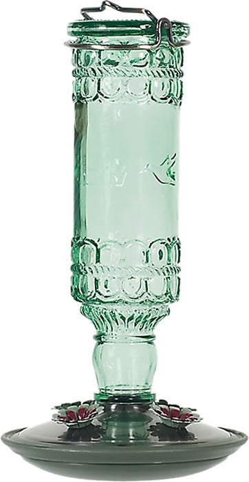 Antique Glass Bottle Hummingbird Feeder