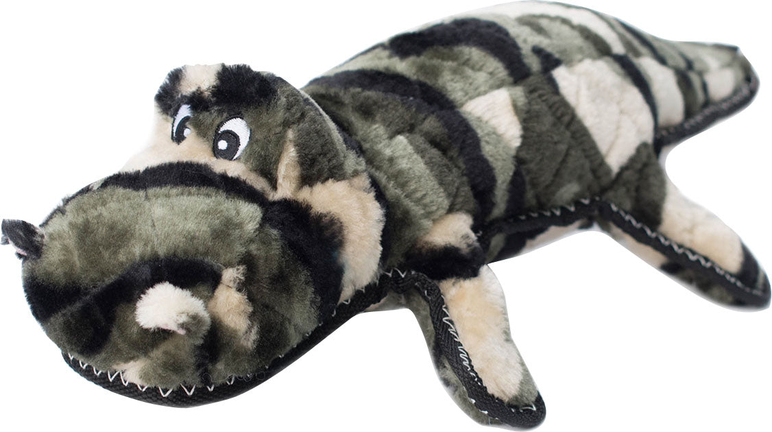 ZippyPaws Charity Grunterz Cameron The Gator Plush Dog Toy, Camo (Large)