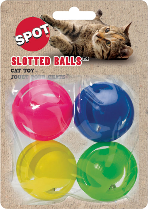 Spot Ethical Pet Slotted Balls Cat Toy, Assorted, 1.5 inches, 4-Pack