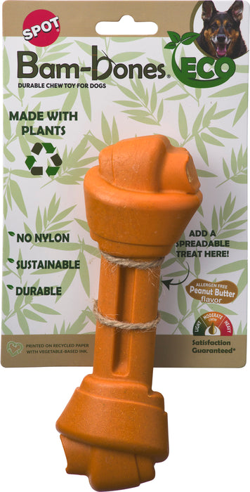 Ethical Pet Bam-Bone Eco Knot Bone Dog Chew Toy, Peanut Butter, 7.5 inches