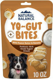 Natural Balance Yo-Gut Bites Crunchy Dog Treats, Peanut Butter & Banana, 10 oz