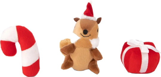 ZippyPaws Holiday Miniz Festive Friends Squeaky Dog Toy, Small (3 Pack)