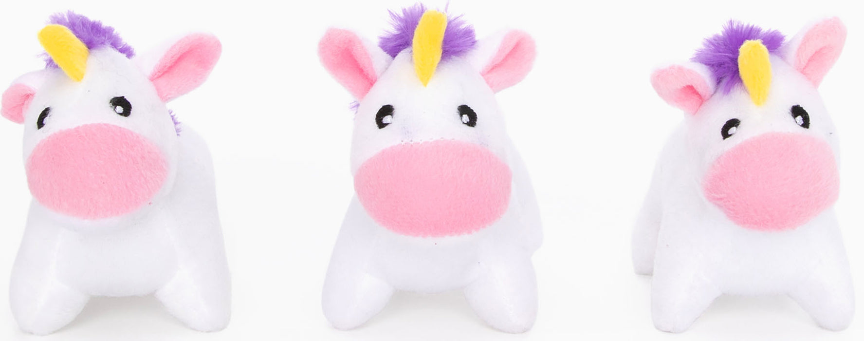 ZippyPaws Miniz Unicorns Squeaky Dog Toy, White XS (3 Pack)