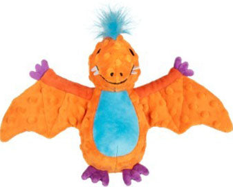 goDog Percy Pterodactyl Squeaky Plush Dog Toy, Orange, Medium