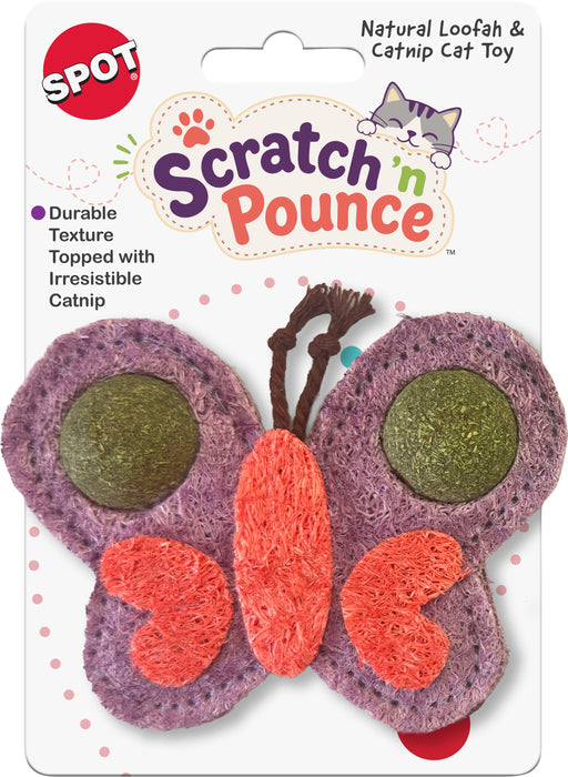 Spot Scratch N Pounce Catnip & Loofah Butterfly Cat Toy, 4 inches