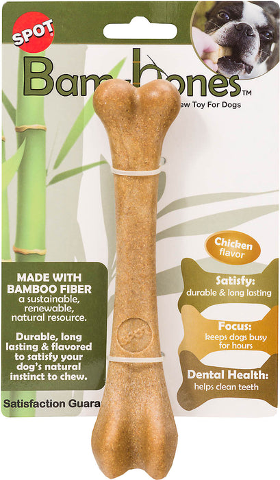 Ethical Pet Bam-Bone Bone Tough Dog Chew Toy, Chicken, 7.25 inches