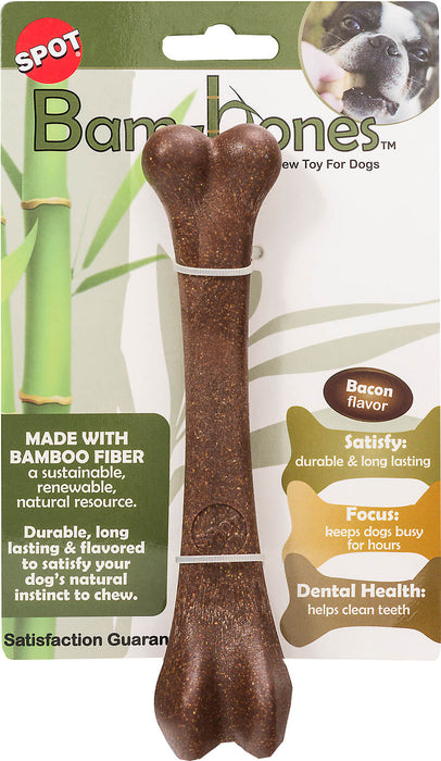 Ethical Pet Bam-Bone Bone Tough Dog Chew Toy, Bacon, 7.25 inches