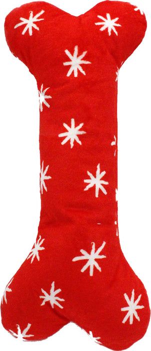 ZippyPaws Holiday Jigglerz Festive Bone Squeaky Dog Toy, Red and White XL