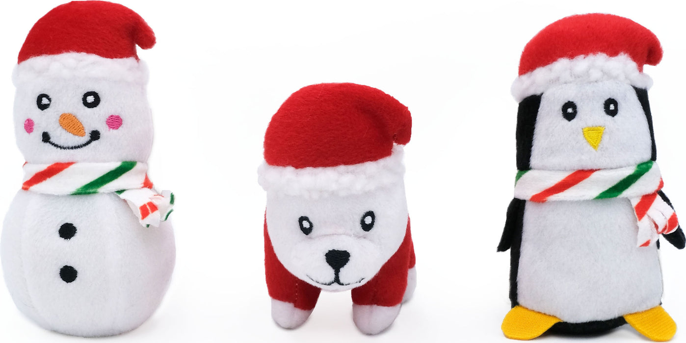 ZippyPaws Holiday Miniz Festive Animals Dog Toys, XS (3 Pack)