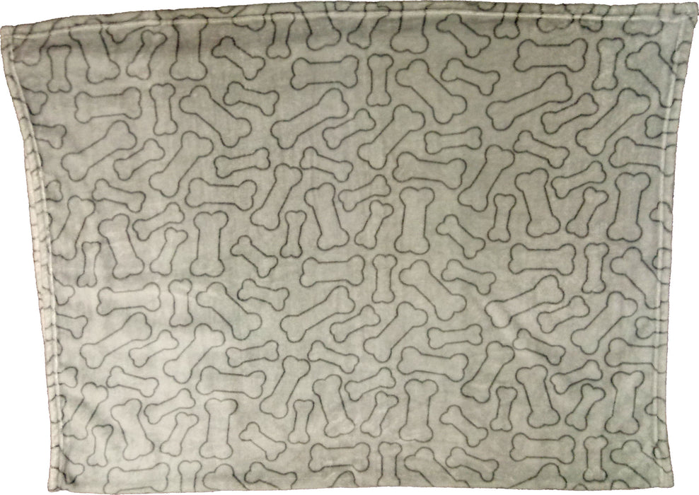 Spot Ethical Pet Snuggler Bones Patterned Dog Blanket, Gray, 30 x 40 inches