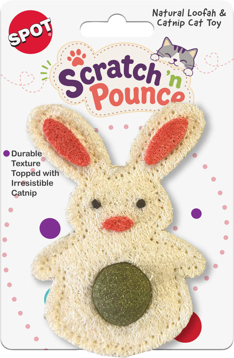 Spot Scratch N Pounce Catnip & Loofah Rabbit Cat Toy, 4 inches