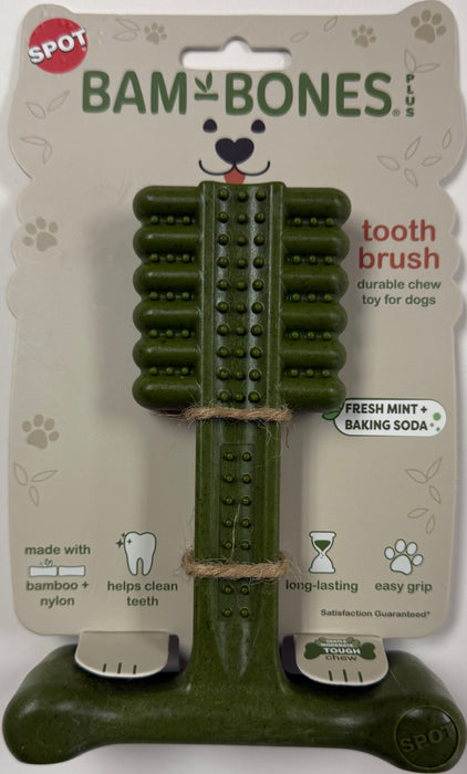 Ethical Pet Bam-Bone Plus Toothbrush Dog Chew Toy, Mint, 6 inches