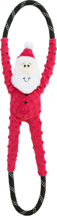 ZippyPaws Holiday Ropetugz Santa Rope Tug Dog Toy, Red and White (Large)
