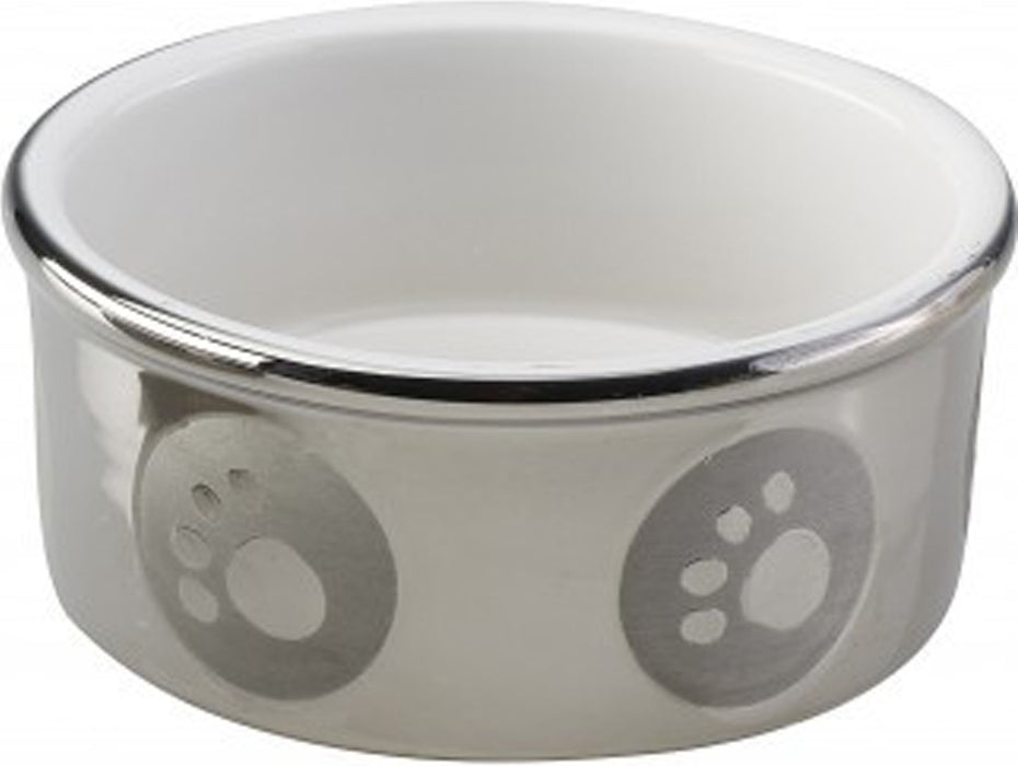 Ethical Pet Paw Print Titanium Dog Dish, Silver, 5 inches