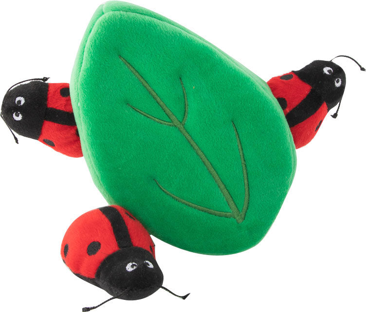 ZippyPaws Burrow Ladybugs In Leaf Hide & Seek Dog Toy, Red and Green (Medium)