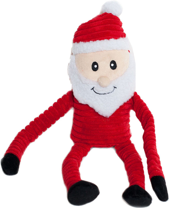 ZippyPaws Holiday Crinkles Santa Dog Toy, Red and White (Large)