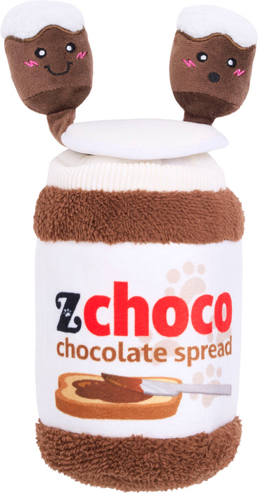 ZippyPaws Bungee Burrow-Chocolate Spread Jar Squeaker Plush Dog Toy