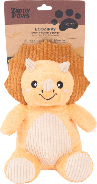 ZippyPaws Eco Dinoz-Triceratops Squeaky Plush Dog Toy